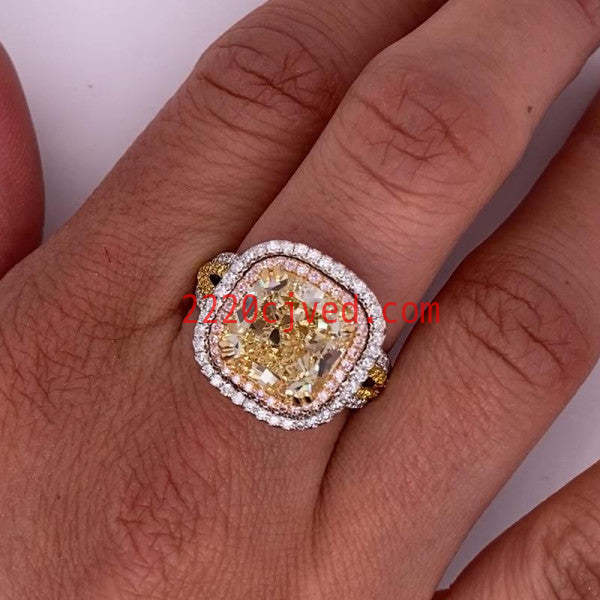 预发布站点、5.6ct Cushion Cut Yellow Sapphire Engagement Ring、testother-12345