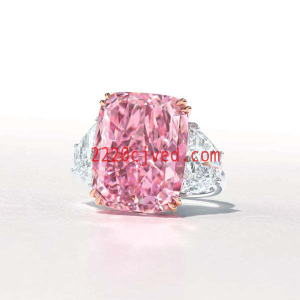 预发布站点、5.25ct Three-stone Cushion Cut Pink Sapphire Engagement Ring、testother-12345
