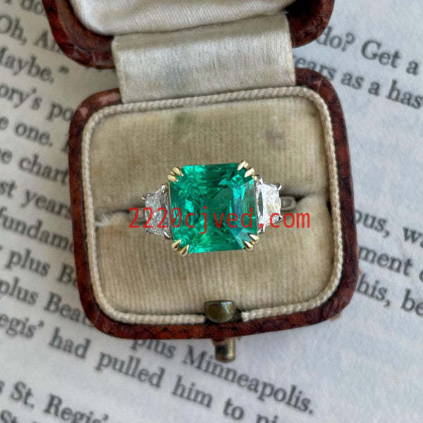 预发布站点、5.6ct Three-stone Emerald Cut Engagement Ring、testother-12345