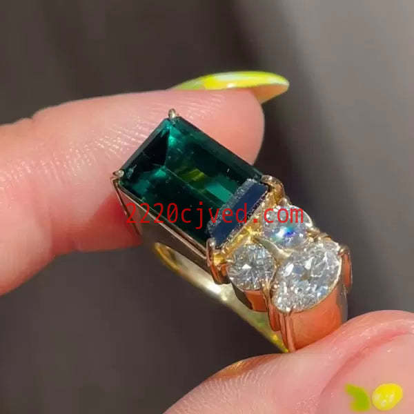 预发布站点、5.5ct Emerald Cut Emerald Asymmetric Engagement Ring、testother-12345