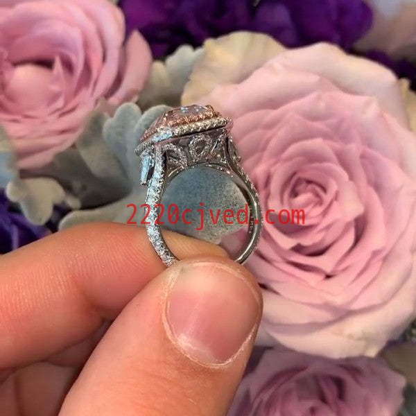 预发布站点、5.5ct Radiant Cut Pink Sapphire Engagement Ring、testother-12345