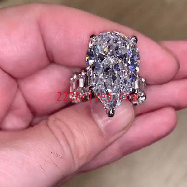 预发布站点、5ct Pear Cut White Sapphire Engagement Ring、testother-12345