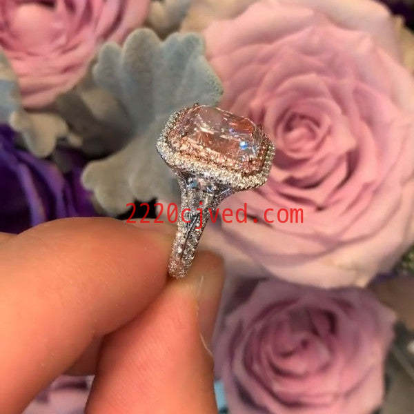 预发布站点、5.5ct Radiant Cut Pink Sapphire Engagement Ring、testother-12345