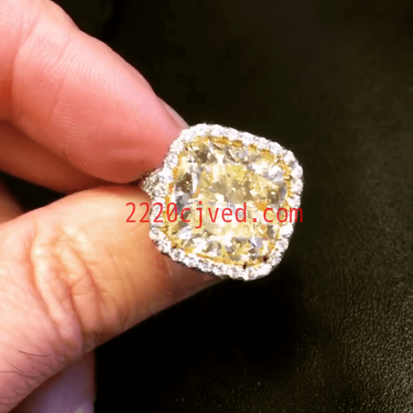 预发布站点、5.6ct Cushion Cut Yellow Sapphire Halo Engagement Ring、testother-12345