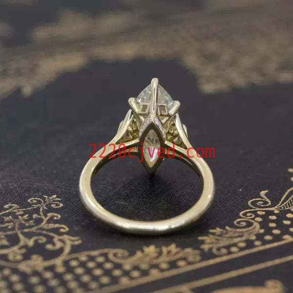 预发布站点、5ct Marquise Cut White Sapphire Engagement Ring in Gold、testother-12345