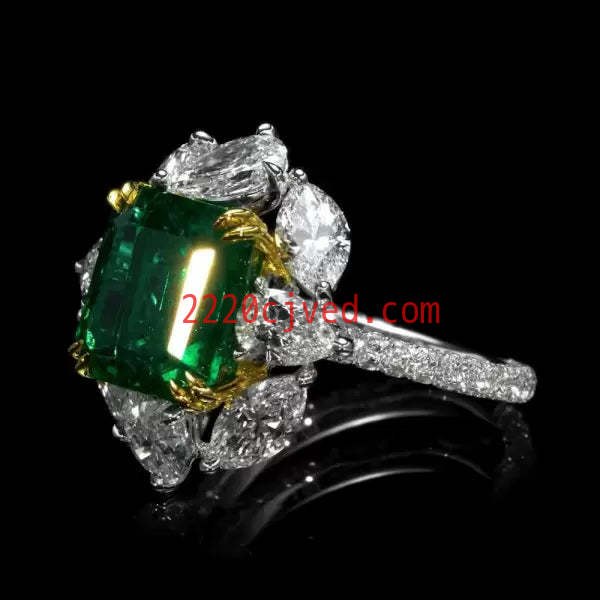 预发布站点、5ct Halo Emerald Cut Emerald Two Tone Engagement Ring、testother-12345
