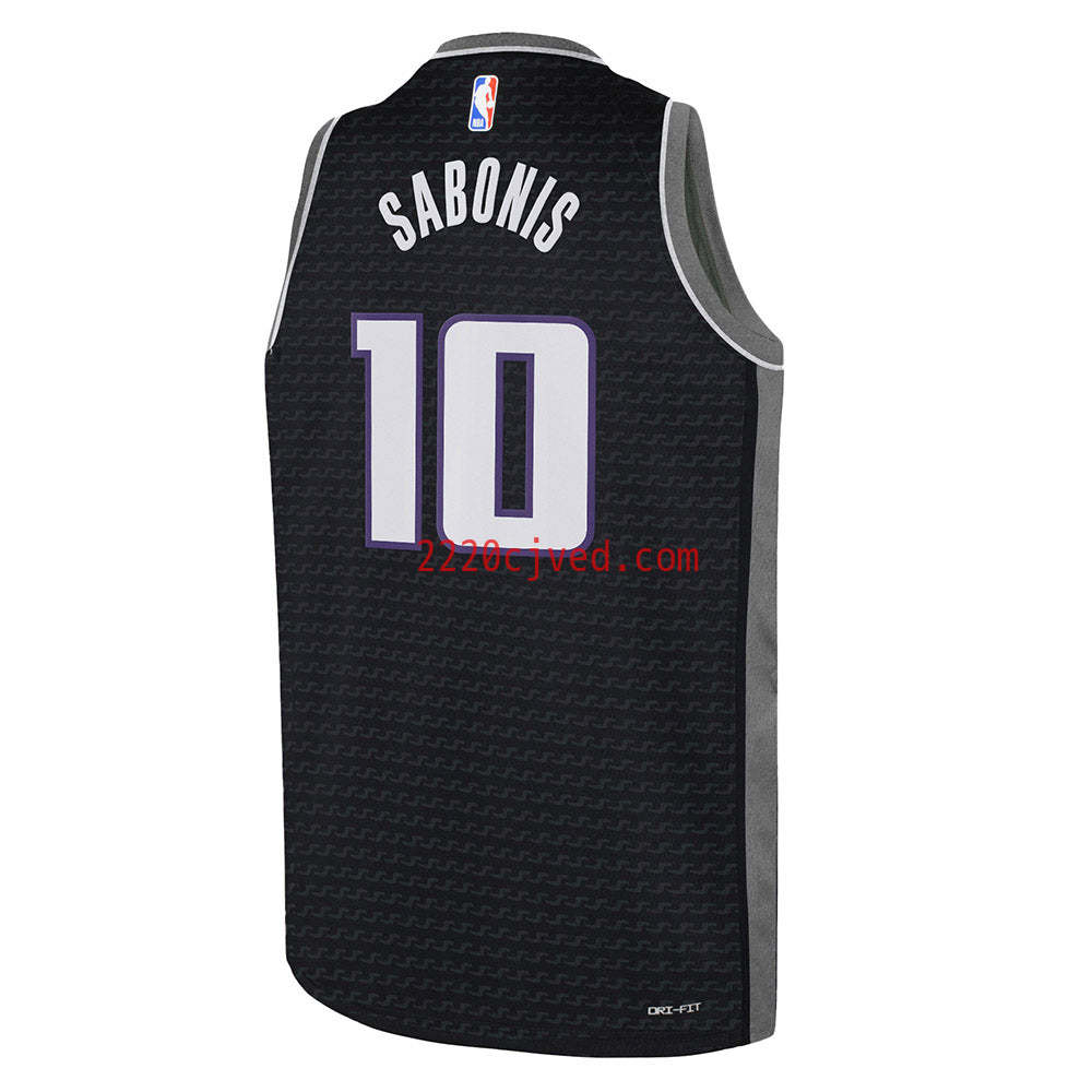预发布站点、Youth Sacramento Kings Domantas Sabonis Statement Edition Jersey - Black、FF-CUSTOM-12345