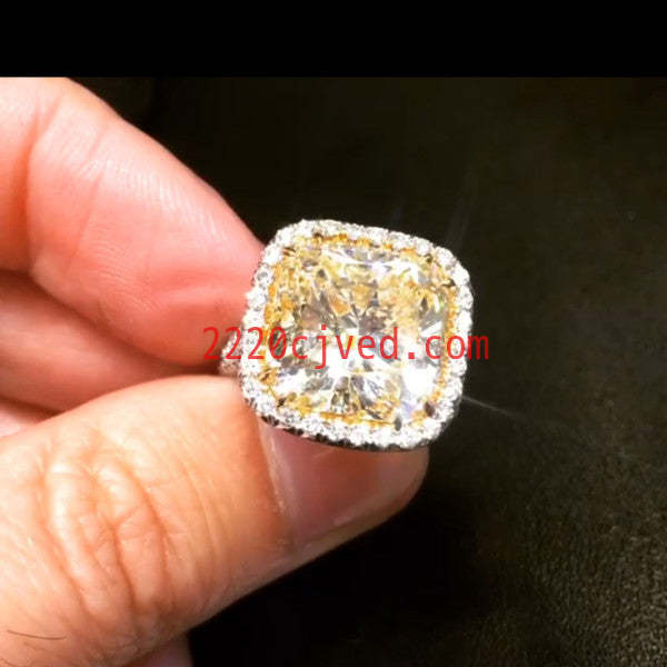 预发布站点、5.6ct Cushion Cut Yellow Sapphire Halo Engagement Ring、testother-12345