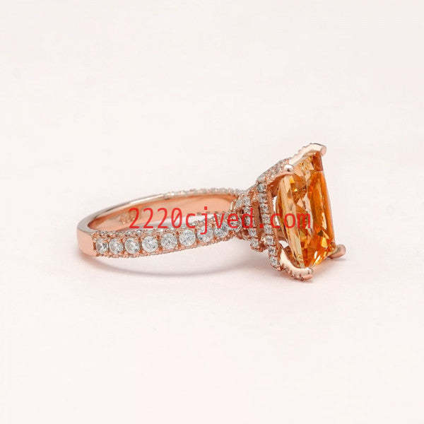 预发布站点、5.15ct Radiant Cut Champagne Engagement Ring in Rose Gold、testother-12345