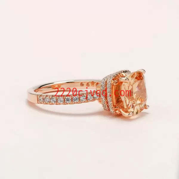 预发布站点、5ct Cushion Cut Engagement Ring in Rose Gold、testother-12345