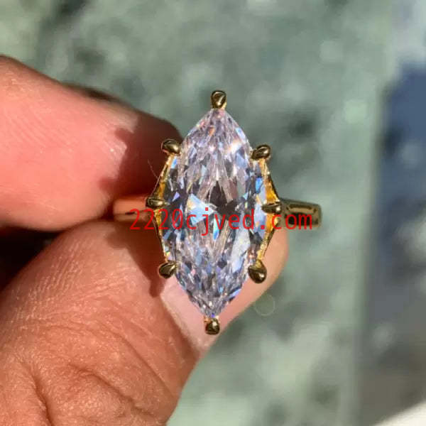 预发布站点、5ct Marquise Cut White Sapphire Engagement Ring in Gold、testother-12345