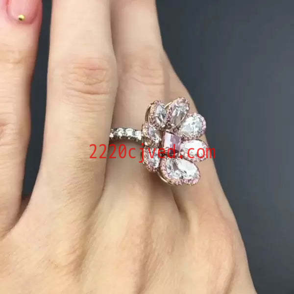 预发布站点、5.7ctw Halo Princess Cut Pink Sapphire Daisy Ring、testother-12345