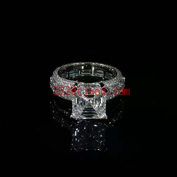 预发布站点、5.06ct Asscher Cut White Sapphire Engagement Ring、testother-12345