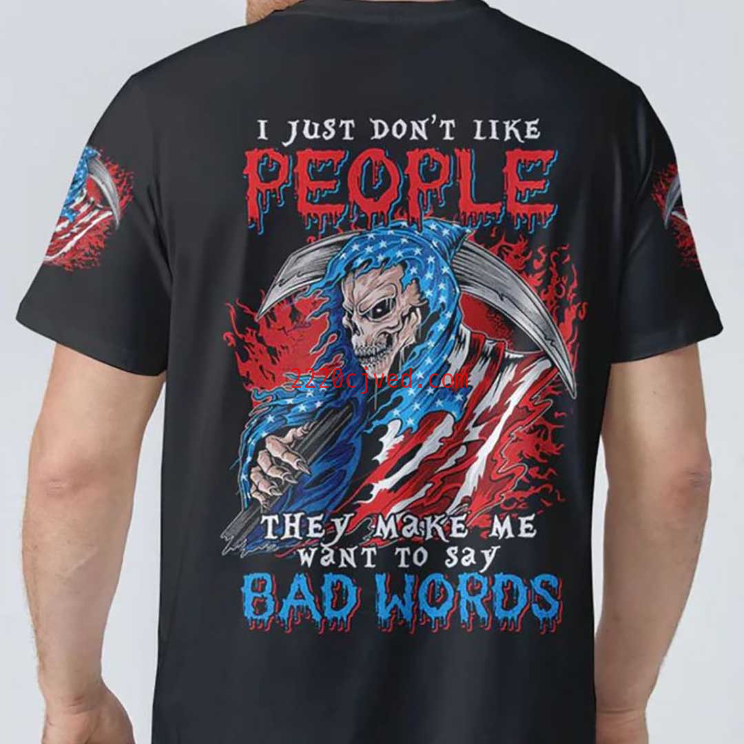 预发布站点、Skull Reaper All Over I Just Don't Like People Men's T-Shirt、xsh-12345