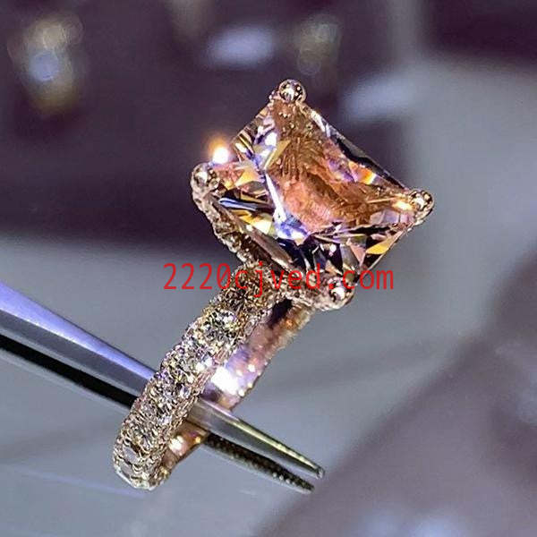 预发布站点、5.15ct Radiant Cut Champagne Engagement Ring in Rose Gold、testother-12345