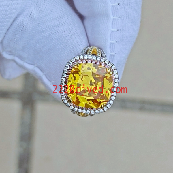 预发布站点、5.6ct Cushion Cut Yellow Sapphire Engagement Ring、testother-12345