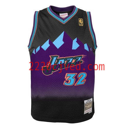 预发布站点、Youth Utah Jazz Karl Malone Mitchell & Ness 1996-97 Hardwood Classics Reload 2.0 Swingman Jersey-Black、FF-CUSTOM-12345