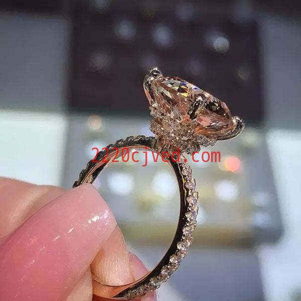 预发布站点、5ct Cushion Cut Engagement Ring in Rose Gold、testother-12345