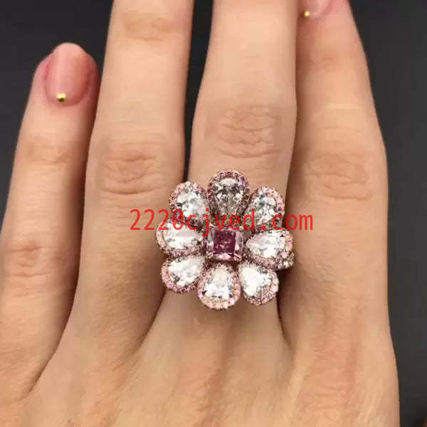 预发布站点、5.7ctw Halo Princess Cut Pink Sapphire Daisy Ring、testother-12345