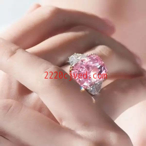 预发布站点、5.25ct Three-stone Cushion Cut Pink Sapphire Engagement Ring、testother-12345