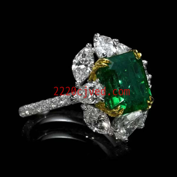 预发布站点、5ct Halo Emerald Cut Emerald Two Tone Engagement Ring、testother-12345