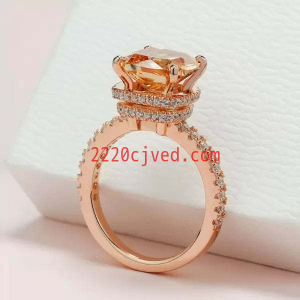 预发布站点、5ct Cushion Cut Engagement Ring in Rose Gold、testother-12345