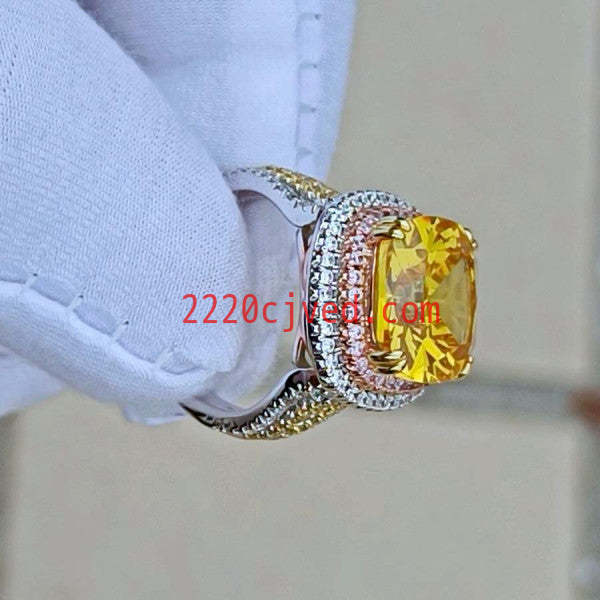 预发布站点、5.6ct Cushion Cut Yellow Sapphire Engagement Ring、testother-12345
