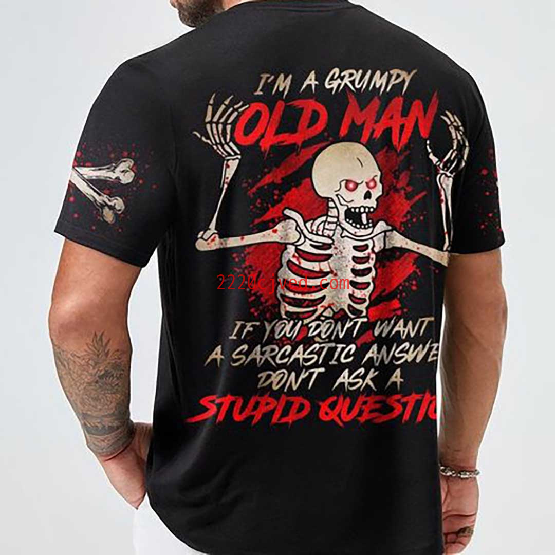 预发布站点、I'm a Grumpy Old Man Skull Print Men's T-Shirt、xsh-12345
