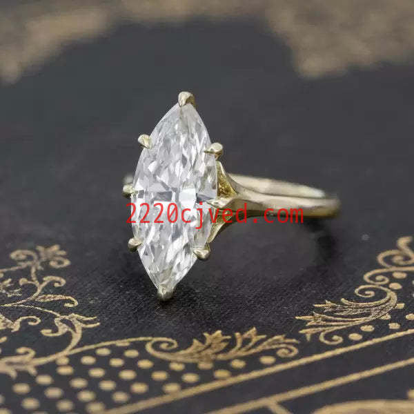 预发布站点、5ct Marquise Cut White Sapphire Engagement Ring in Gold、testother-12345