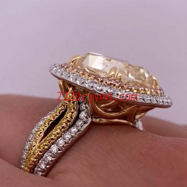 预发布站点、5.6ct Cushion Cut Yellow Sapphire Engagement Ring、testother-12345