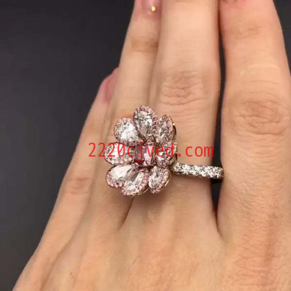 预发布站点、5.7ctw Halo Princess Cut Pink Sapphire Daisy Ring、testother-12345