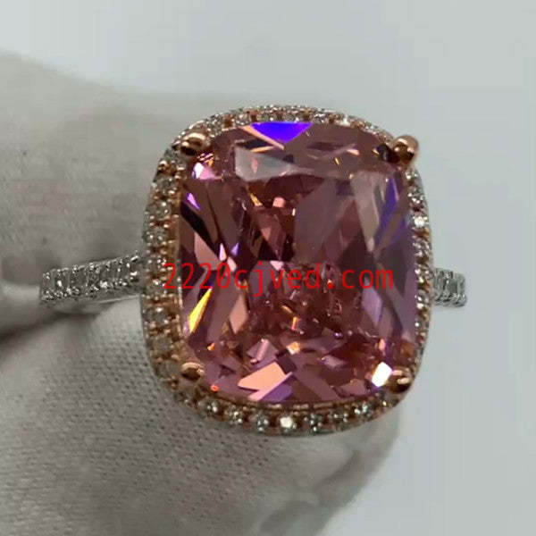 预发布站点、5.5ct Cushion Cut Pink Sapphire Halo Engagement Ring、testother-12345