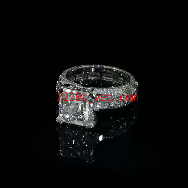 预发布站点、5.06ct Asscher Cut White Sapphire Engagement Ring、testother-12345